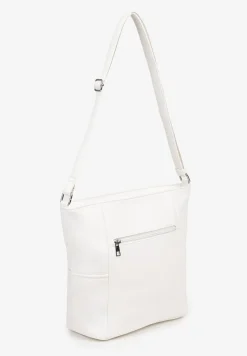 Biała Torebka na Ramię z Ozdobnym Tłoczeniem Nanelven