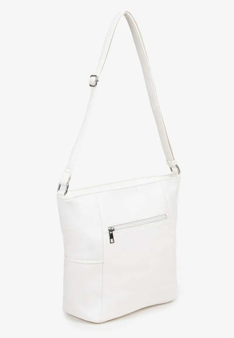 Biała Torebka na Ramię z Ozdobnym Tłoczeniem Nanelven