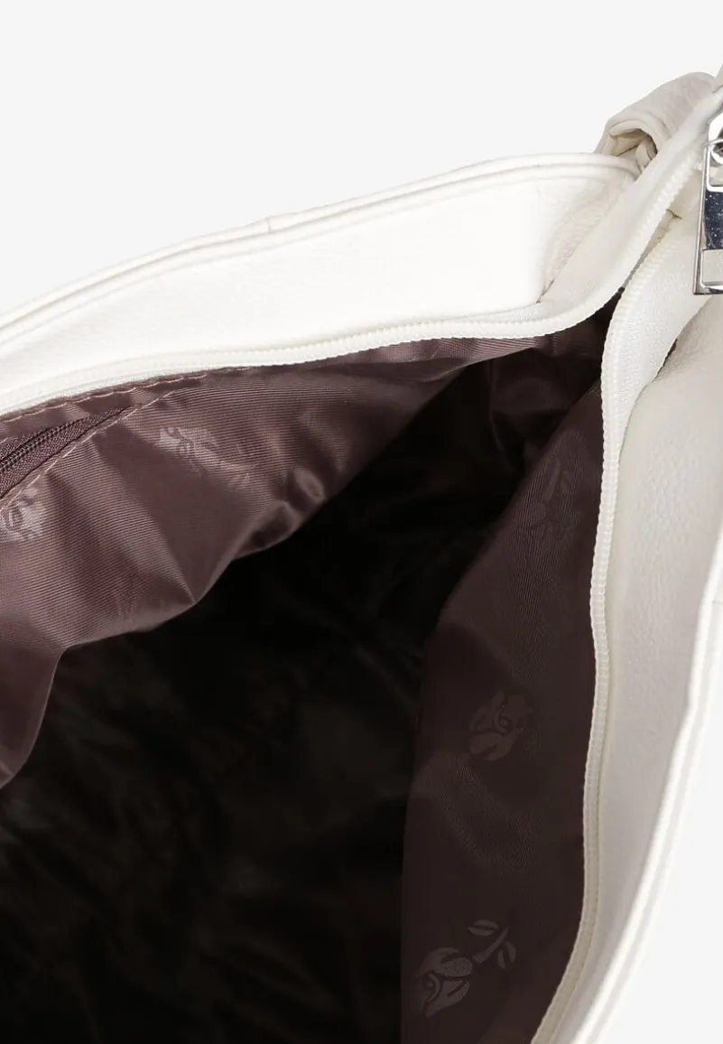 Biała Torebka na Ramię z Ozdobnym Tłoczeniem Nanelven