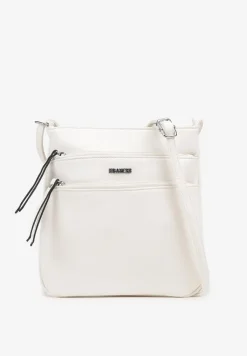 Biała Torebka Typu Listonoszka z Zasuwanymi Kieszeniami Silatea
