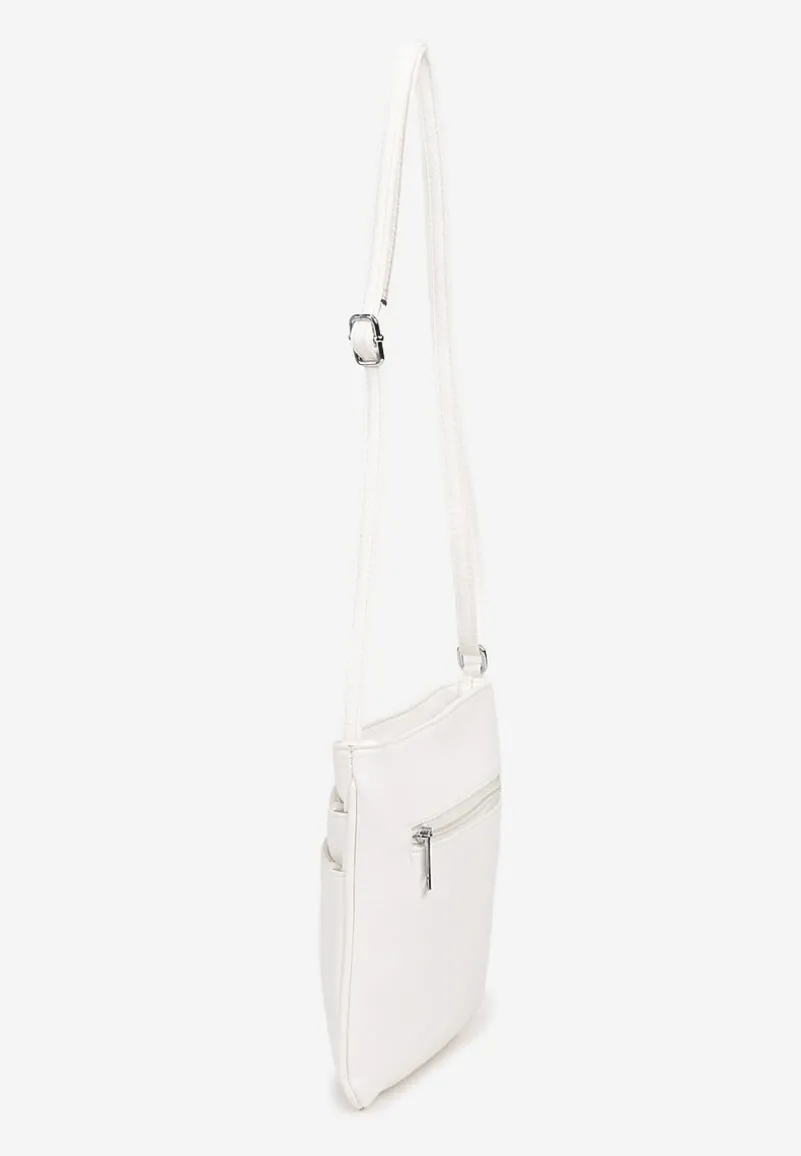 Biała Torebka Typu Listonoszka z Zasuwanymi Kieszeniami Silatea