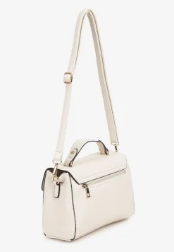 Biała Torebka Typu Listonoszka z Rączką i Ozdobną Klapą Monevia