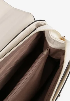 Biała Torebka Typu Listonoszka z Rączką i Klapą z Aplikacją Alatiela