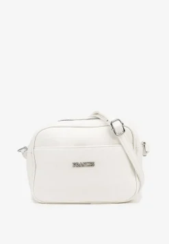 Biała Torebka w Stylu Listonoszki z Napisem Dolenna