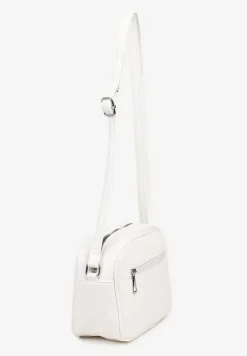 Biała Torebka w Stylu Listonoszki z Napisem Dolenna