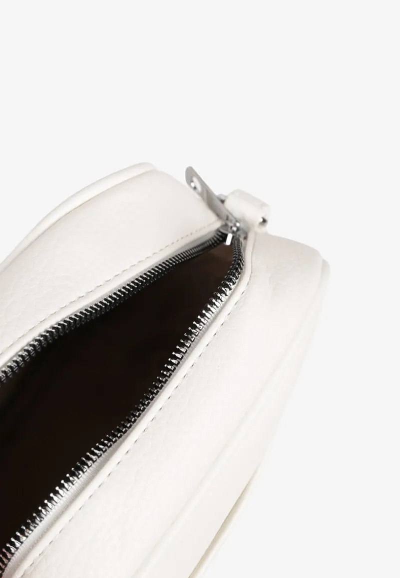 Biała Torebka w Stylu Listonoszki z Napisem Dolenna