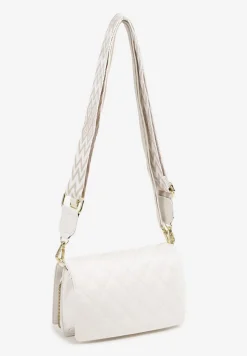 Biała Trzykomorowa Mała Torebka z Pikowaniem i Dodatkowymi Odczepianymi Paskami Siarolia