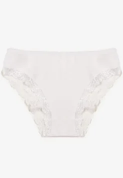 Białe Bawełniane Majtki Figi z Ozdobną Koronką Fusa