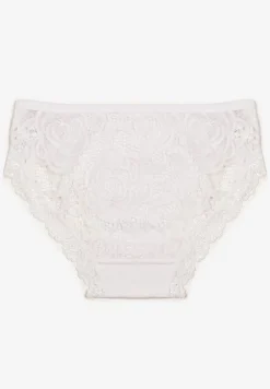 Białe Bawełniane Majtki Figi z Ozdobną Koronką Fusa