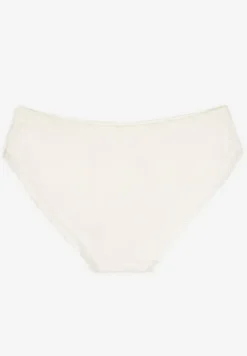 Białe Bawełniane Majtki Figi z Prążkowanego Materiału Wykończone Koronką Osivia