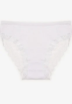 Białe Bawełniane Majtki Figi z Ozdobną Koronką Lemmer