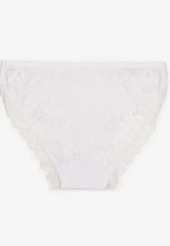 Białe Bawełniane Majtki Figi z Ozdobną Koronką Lemmer
