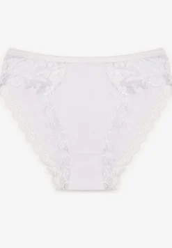 Białe Bawełniane Majtki Figi z Ozdobną Koronką Luttnesa