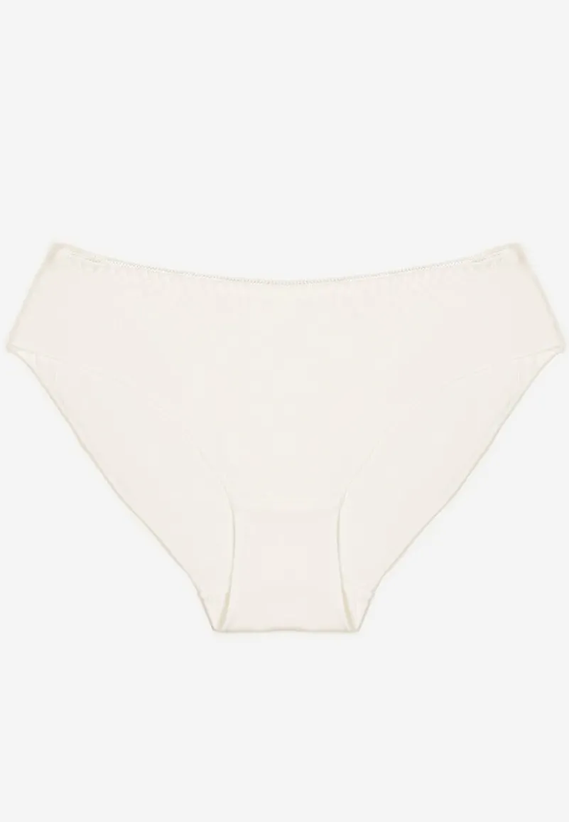Białe Bawełniane Majtki Figi Wykończone Ozdobną Nitką Besivia