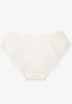 Białe Bawełniane Majtki Typu Figi Ozdobione Koronką Arrivania