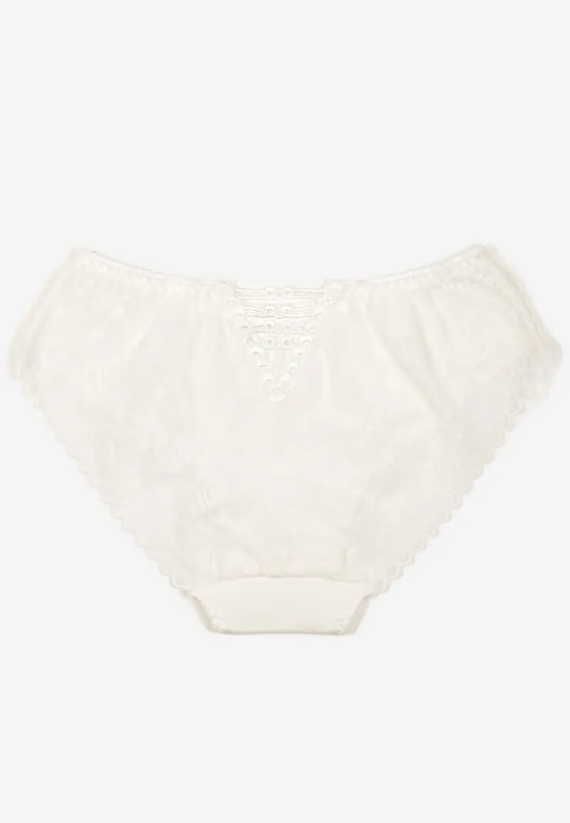 Białe Bawełniane Majtki Typu Figi Ozdobione Koronką Arrivania