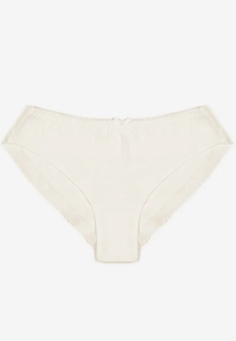 Białe Bawełniane Majtki z Kokardą i Koronką Tamielis