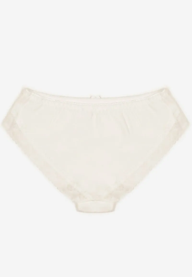 Białe Bawełniane Majtki z Kokardą i Koronką Tamielis