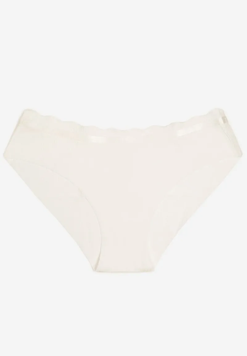 Białe Bawełniane Prążkowane Majtki Bezszwowe Figi Qesivia