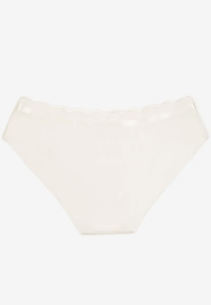 Białe Bawełniane Prążkowane Majtki Bezszwowe Figi Qesivia