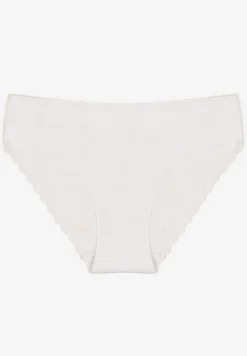 Białe Bezszwowe Majtki o Kroju Fig z Koronką Zeiarae