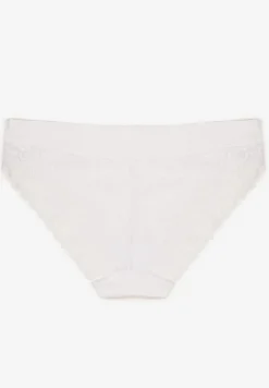 Białe Bezszwowe Majtki o Kroju Fig z Koronką Zeiarae