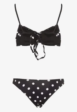 Białe Bikini w Grochy z Kwiatowymi Aplikacjami Biustonosz i Figi Loritia