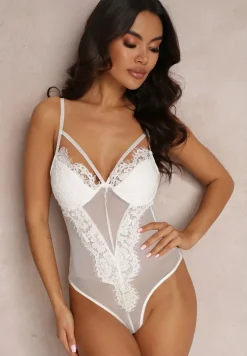 Białe Body z Siateczki i Koronki Norle