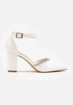 Białe Eleganckie Czółenka Vices ze Skórzaną Wkładką i Cyrkoniami Sarirra