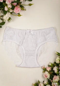 Białe Koronkowe Majtki Figi z Bawełny Chisa