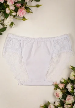 Białe Koronkowe Majtki Figi z Bawełny Chisa