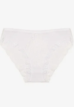 Białe Koronkowe Majtki Figi z Bawełny z Gumką w Pasie Amivia