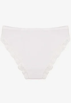 Białe Koronkowe Majtki Figi z Bawełny z Gumką w Pasie Amivia