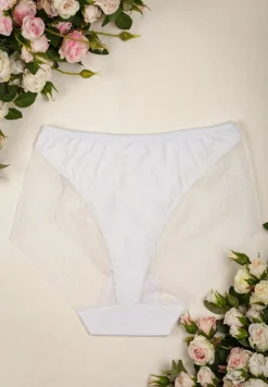 Białe Koronkowe Majtki z Wysoką Talią o Fasonie Fig Tamava