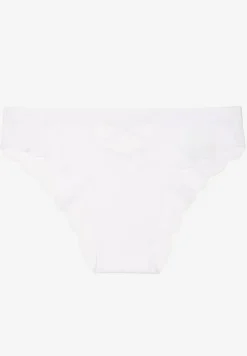 Białe Majtki Bezszwowe Ozdobione Cyrkoniami i Falbanką Pillissea