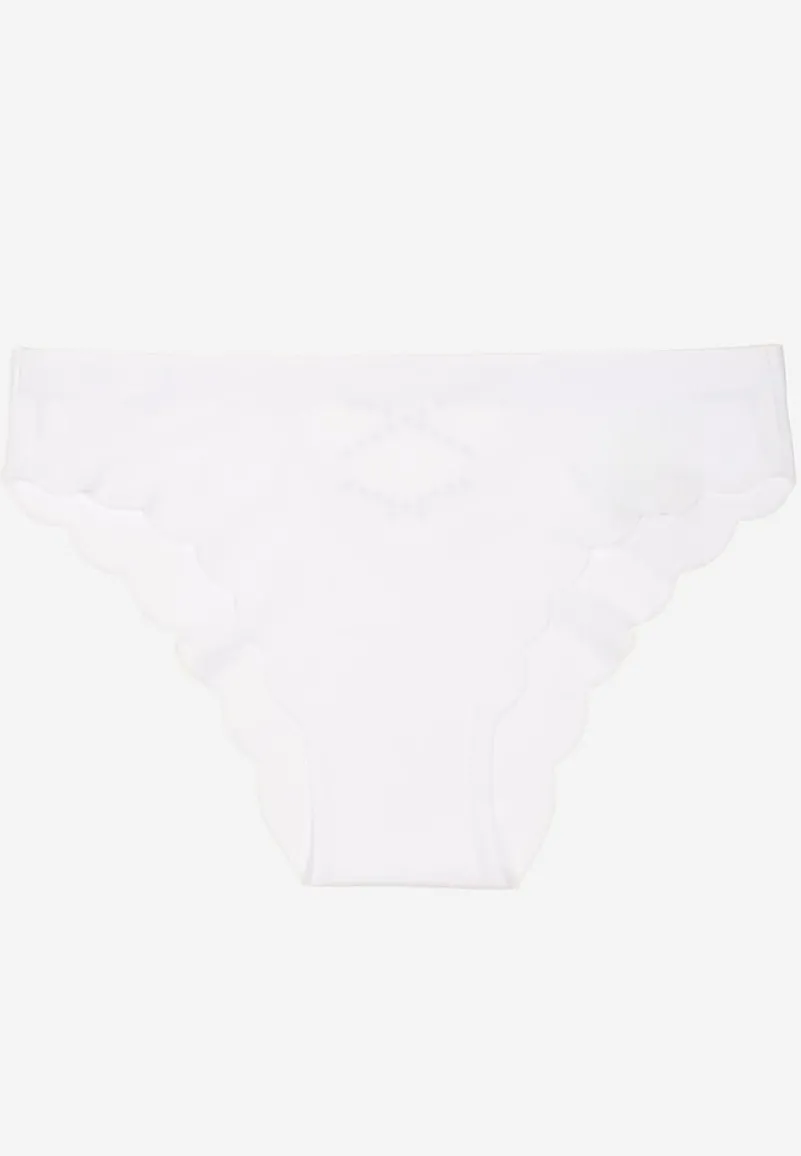 Białe Majtki Bezszwowe Ozdobione Cyrkoniami i Falbanką Pillissea