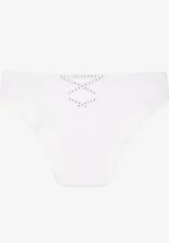 Białe Majtki Bezszwowe Ozdobione Cyrkoniami i Falbanką Pillissea