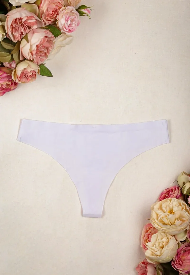 Białe Majtki Bezszwowe Stringi Genevra