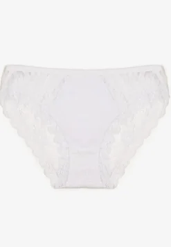 Białe Majtki Figi Ozdobione Koronką w Kwiatowy Wzór Belenia