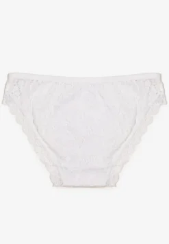 Białe Majtki Figi Ozdobione Koronką w Kwiatowy Wzór Belenia
