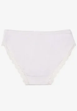 Białe Majtki Figi Ozdobione Wstawkami z Koronki Povia