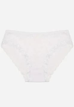 Białe Majtki Figi z Koronką z Elastycznej Bawełny Wiabelia