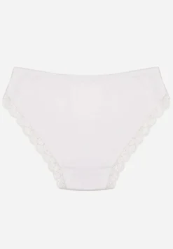 Białe Majtki Figi z Koronką z Elastycznej Bawełny Wiabelia