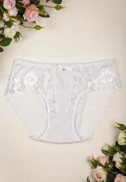 Białe Majtki o Fasonie Koronkowych Fig Liahia