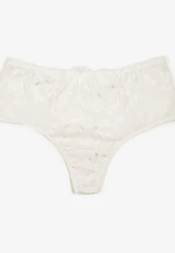Białe Majtki o Fasonie Stringów z Koronką i Siateczką Telliana