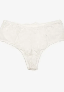 Białe Majtki o Fasonie Stringów z Koronką i Siateczką Telliana