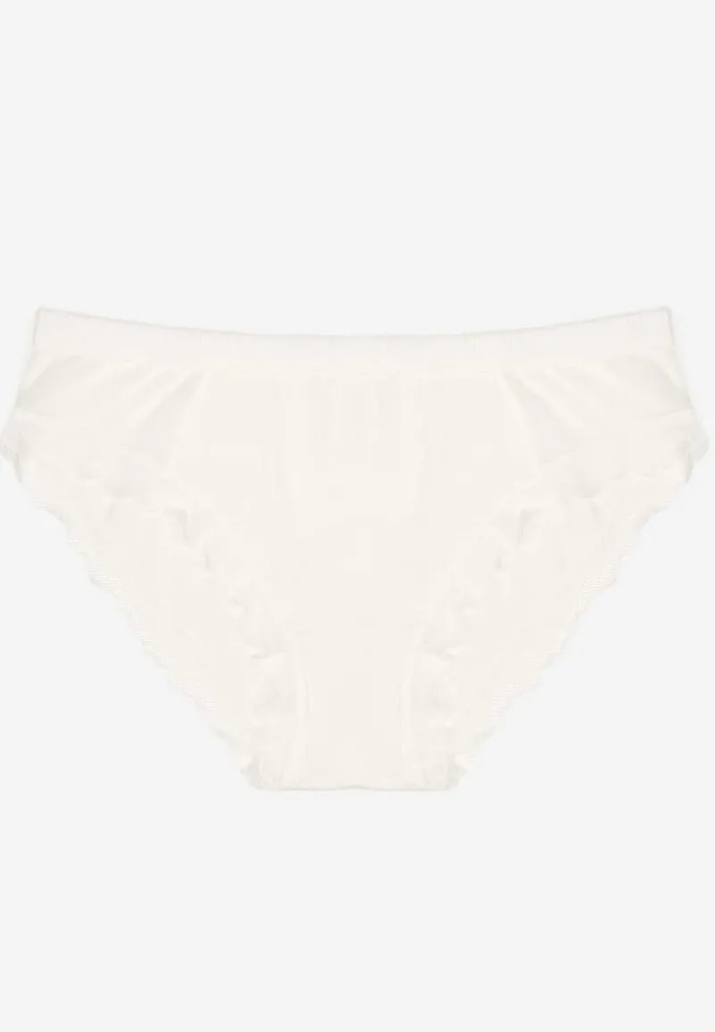 Białe Majtki o Kroju Fig z Koronką Keliara