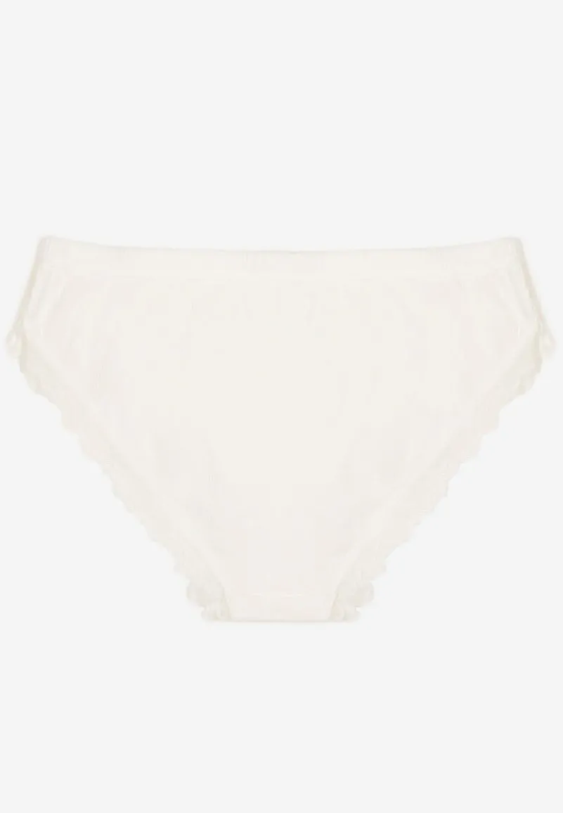 Białe Majtki o Kroju Fig z Koronką Keliara