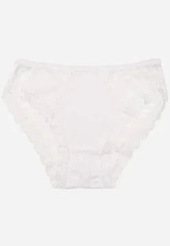 Białe Majtki Typu Figi Ozdobione Koronkowymi Wstawkami Omikka