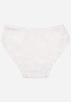 Białe Majtki Typu Figi Ozdobione Koronkowymi Wstawkami Omikka